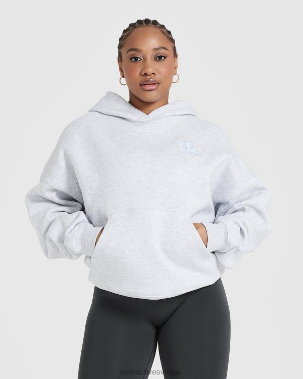 Kläder ljusgrå märgel 4B046592 varsity oversized hoodie hela dagen Oner Active