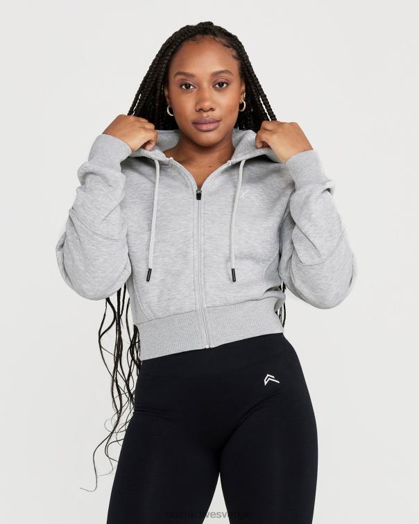 Kläder silvergrå märgel 4B046629 klassisk lounge-huvtröja med dragkedja Oner Active