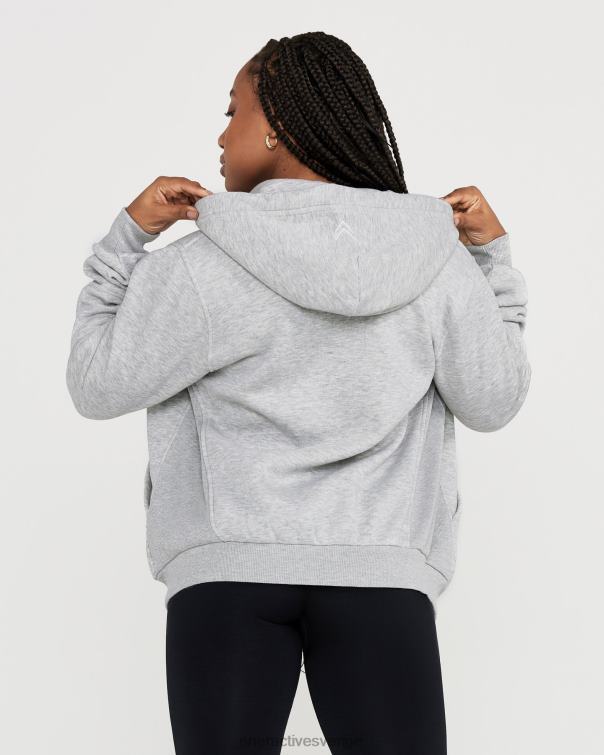 Kläder silvergrå märgel 4B046630 klassisk lounge luvtröja i oversize dragkedja Oner Active