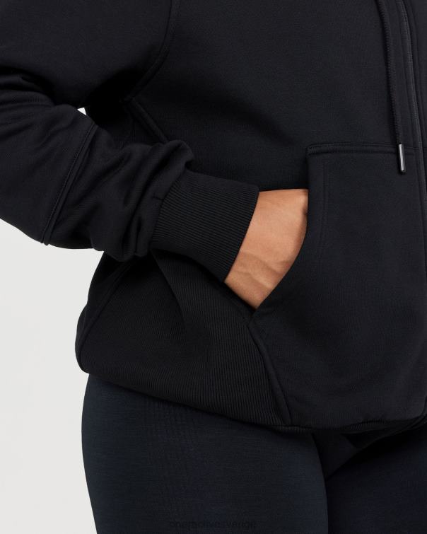 Kläder svart 4B046631 klassisk lounge luvtröja i oversize dragkedja Oner Active