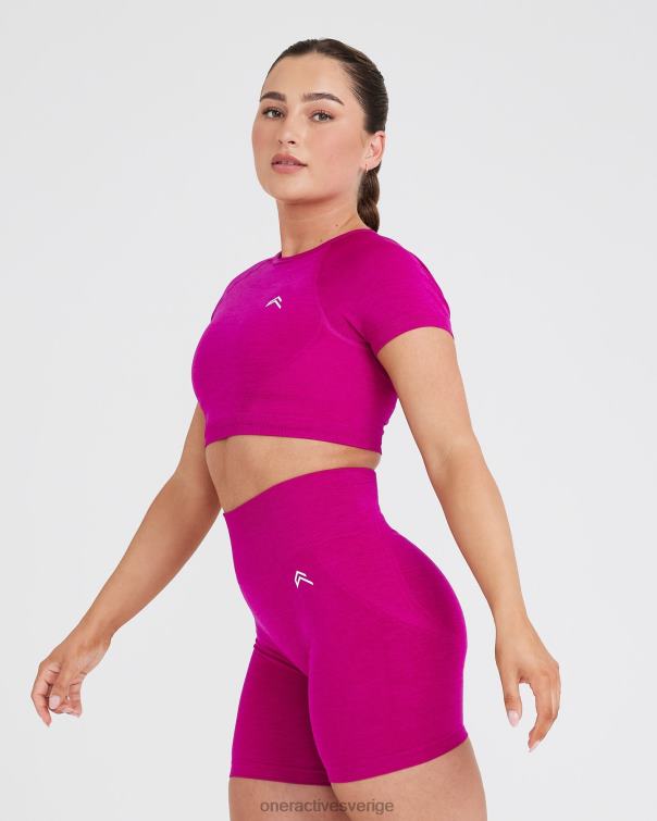 Kläder fuchsia 4B046477 enkel sömlös kortärmad crop top Oner Active