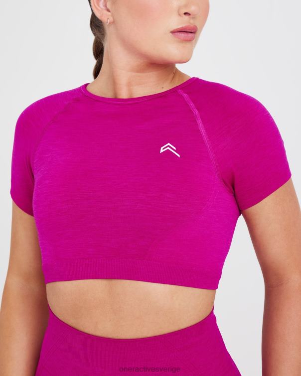 Kläder fuchsia 4B046477 enkel sömlös kortärmad crop top Oner Active