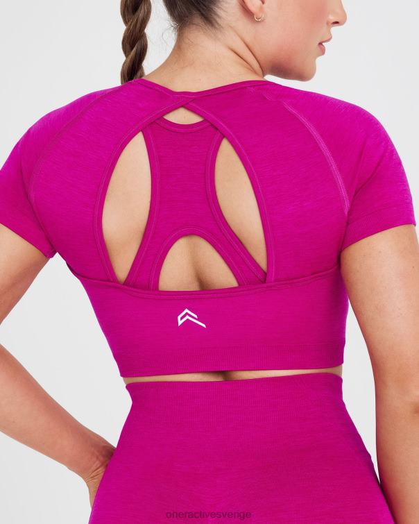 Kläder fuchsia 4B046477 enkel sömlös kortärmad crop top Oner Active