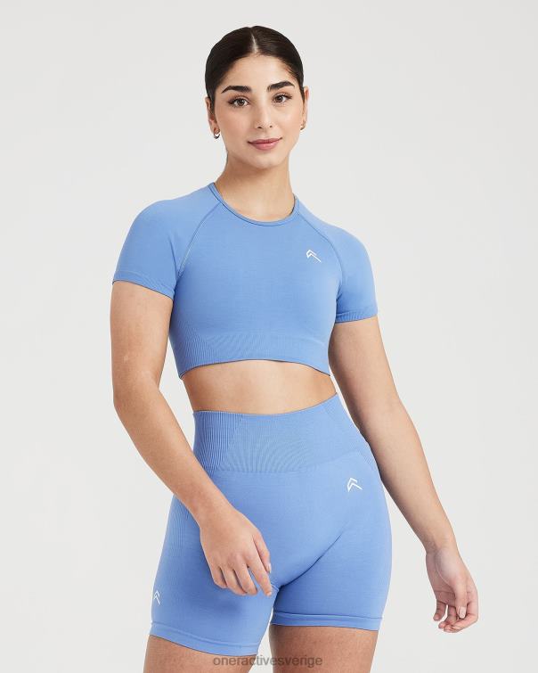 Kläder ljus denim märgel 4B046441 klassisk sömlös 2.0 kortärmad crop top Oner Active