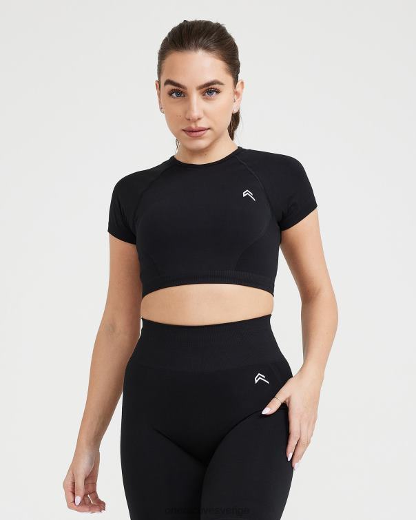Kläder svart 4B046446 enkel sömlös kortärmad crop top Oner Active