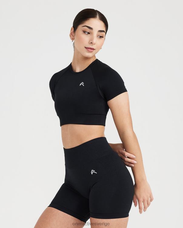 Kläder svart märgel 4B046473 klassisk sömlös 2.0 kortärmad crop top Oner Active