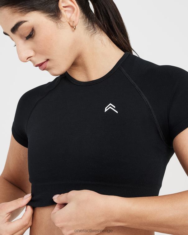 Kläder svart märgel 4B046473 klassisk sömlös 2.0 kortärmad crop top Oner Active