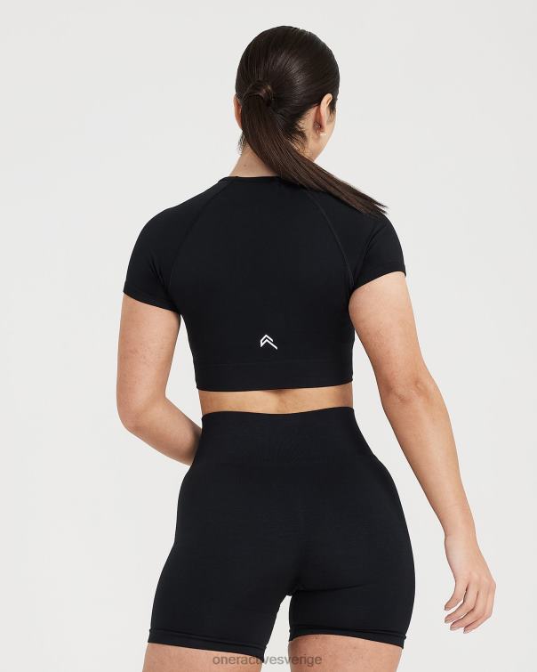 Kläder svart märgel 4B046473 klassisk sömlös 2.0 kortärmad crop top Oner Active