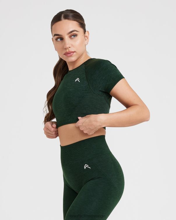 Kläder vintergröna 4B046491 enkel sömlös kortärmad crop top Oner Active
