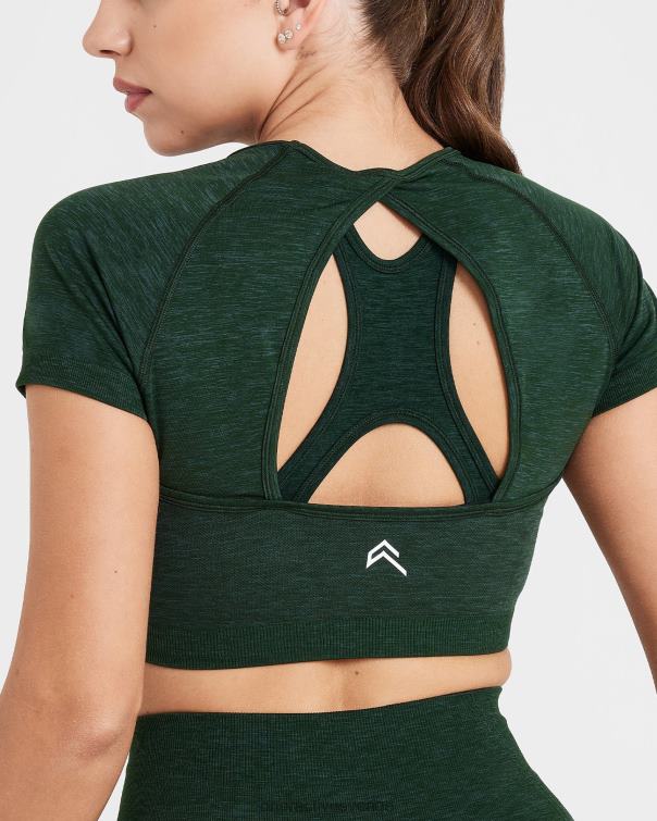 Kläder vintergröna 4B046491 enkel sömlös kortärmad crop top Oner Active