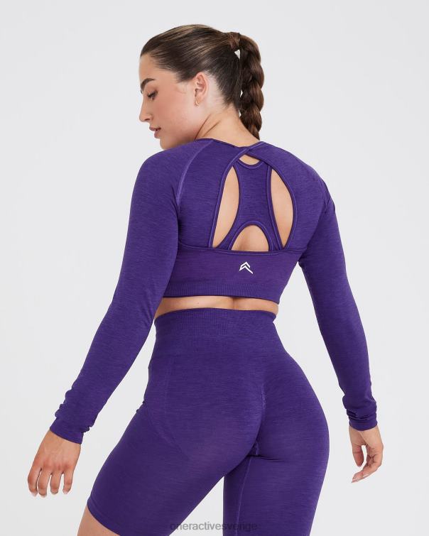 Kläder ametist 4B046481 enkel sömlös långärmad crop top Oner Active