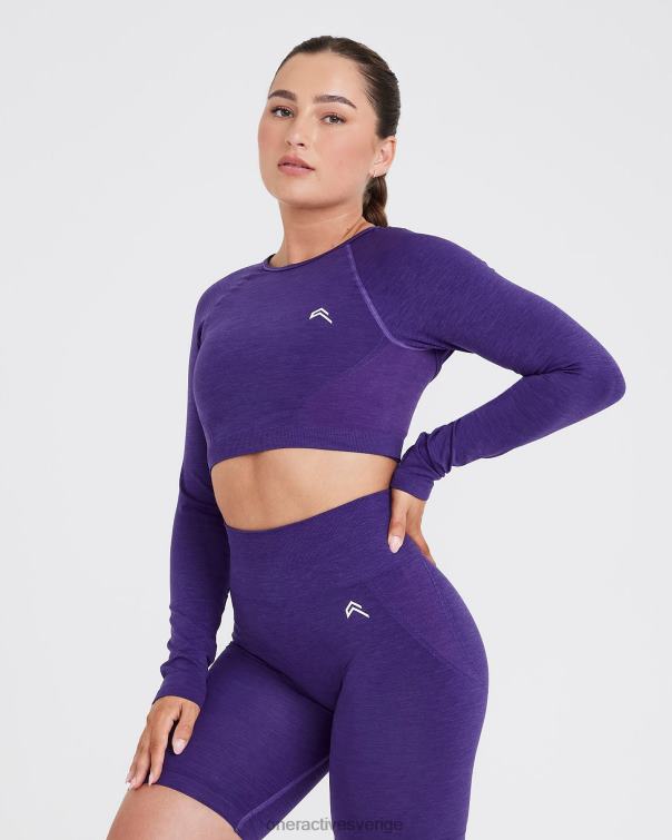Kläder ametist 4B046481 enkel sömlös långärmad crop top Oner Active
