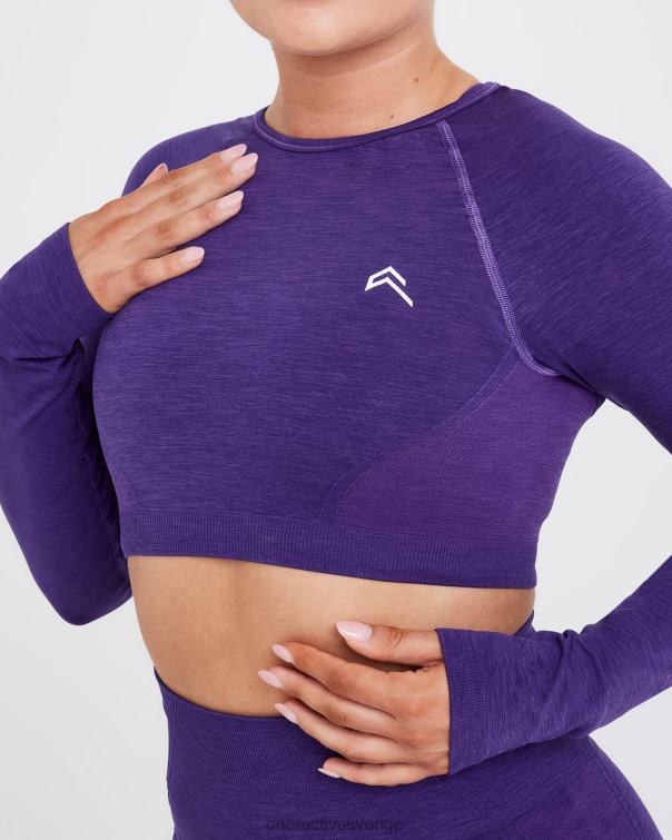 Kläder ametist 4B046481 enkel sömlös långärmad crop top Oner Active