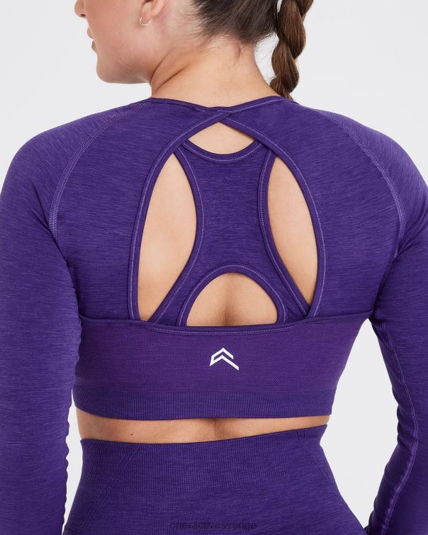 Kläder ametist 4B046481 enkel sömlös långärmad crop top Oner Active
