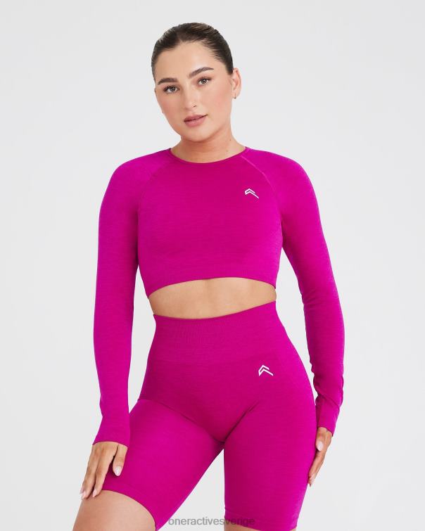 Kläder fuchsia 4B046490 enkel sömlös långärmad crop top Oner Active