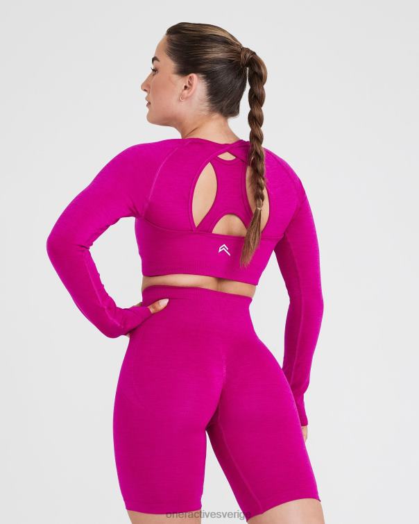 Kläder fuchsia 4B046490 enkel sömlös långärmad crop top Oner Active