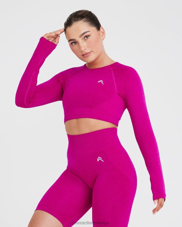 Kläder fuchsia 4B046490 enkel sömlös långärmad crop top Oner Active