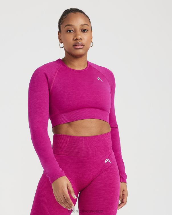 Kläder fuchsia märgel 4B046471 klassisk sömlös 2.0 långärmad crop top Oner Active