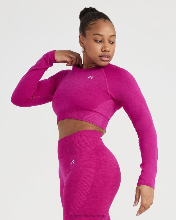 Kläder fuchsia märgel 4B046471 klassisk sömlös 2.0 långärmad crop top Oner Active