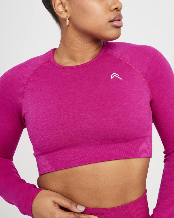Kläder fuchsia märgel 4B046471 klassisk sömlös 2.0 långärmad crop top Oner Active