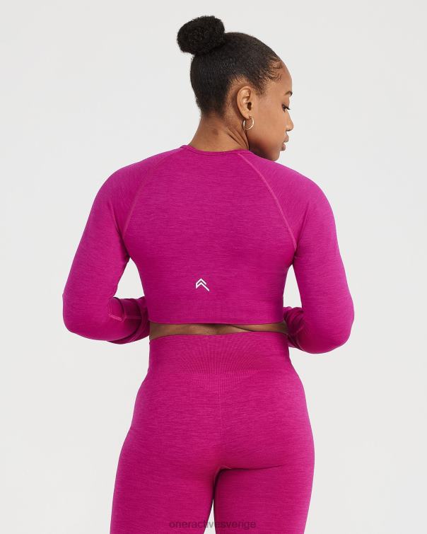 Kläder fuchsia märgel 4B046471 klassisk sömlös 2.0 långärmad crop top Oner Active