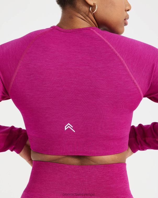 Kläder fuchsia märgel 4B046471 klassisk sömlös 2.0 långärmad crop top Oner Active
