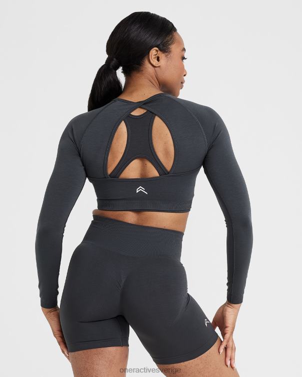 Kläder kol 4B046482 enkel sömlös långärmad crop top Oner Active
