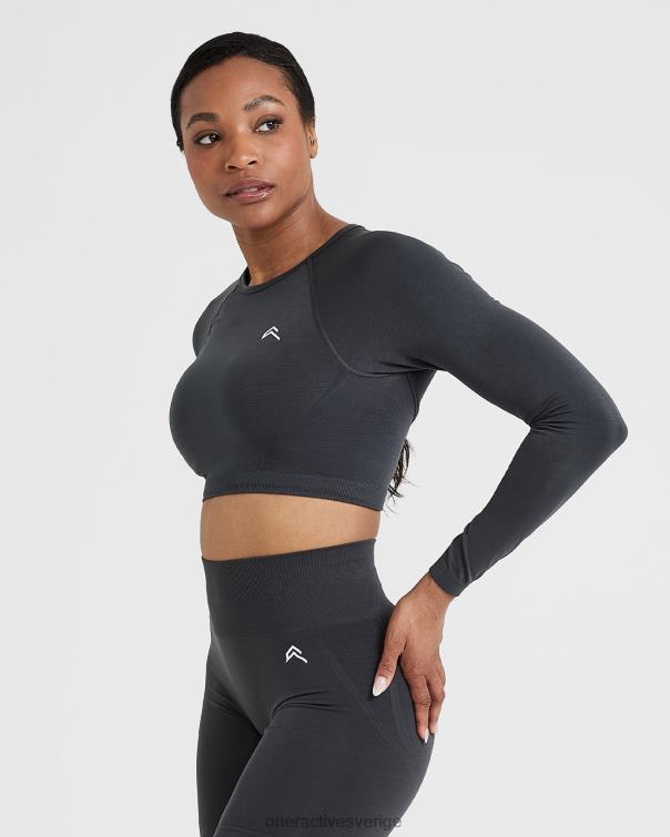 Kläder kol 4B046482 enkel sömlös långärmad crop top Oner Active