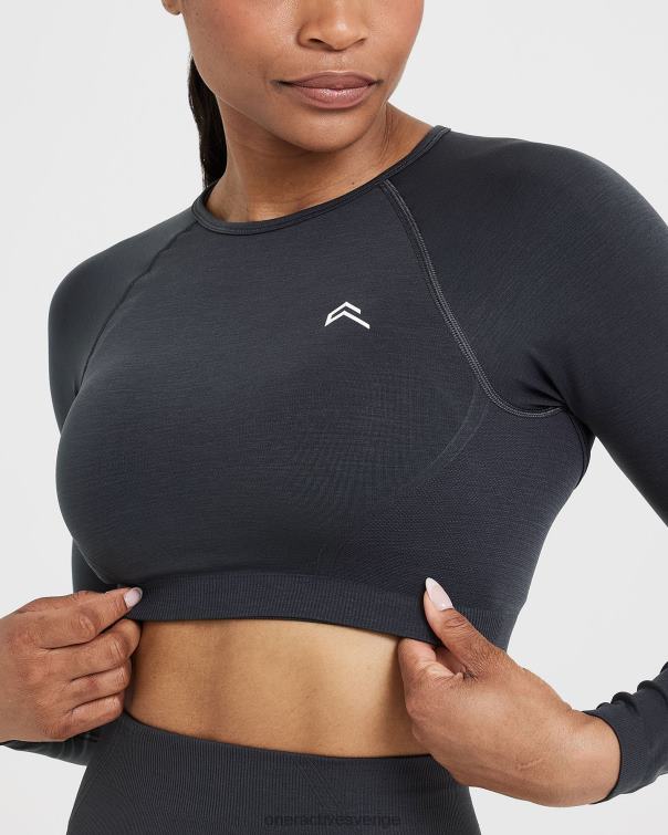 Kläder kol 4B046482 enkel sömlös långärmad crop top Oner Active