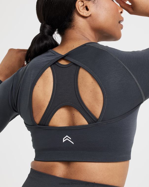Kläder kol 4B046482 enkel sömlös långärmad crop top Oner Active