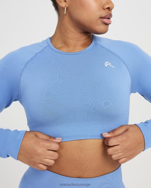 Kläder ljus denim märgel 4B046463 klassisk sömlös 2.0 långärmad crop top Oner Active