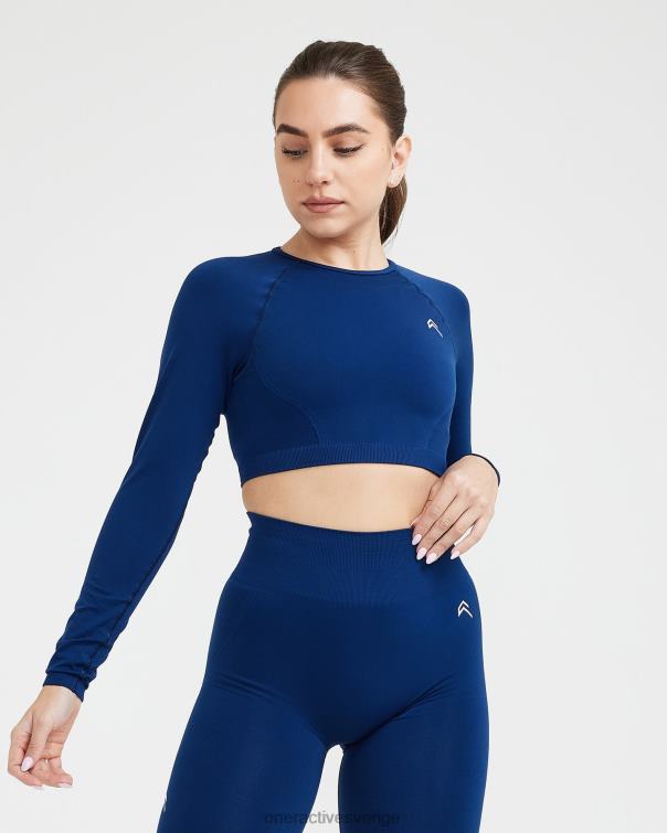 Kläder midnatt 4B046485 enkel sömlös långärmad crop top Oner Active