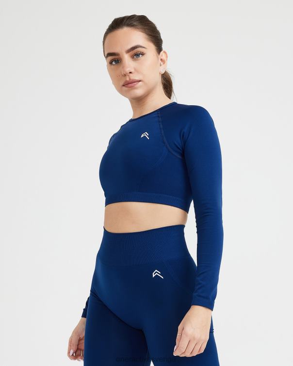 Kläder midnatt 4B046485 enkel sömlös långärmad crop top Oner Active