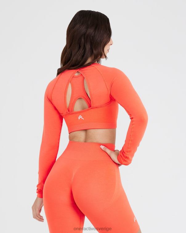 Kläder persikoblomma 4B046457 enkel sömlös långärmad crop top Oner Active