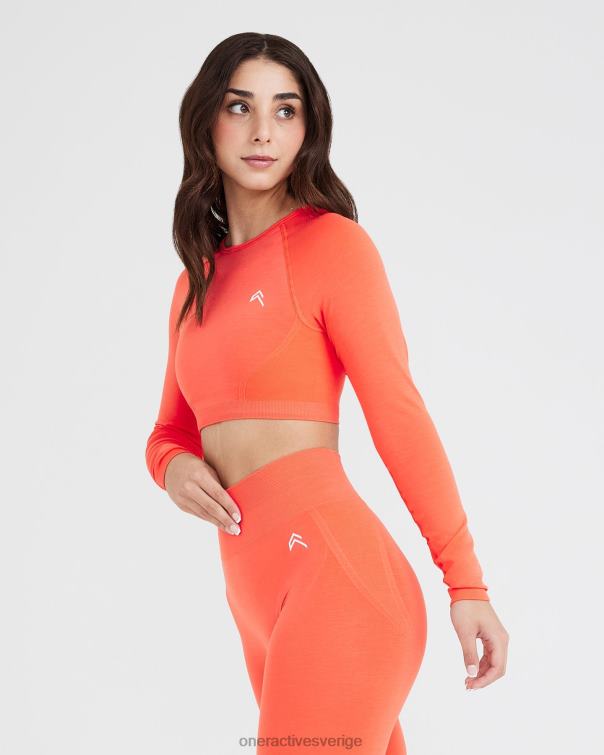 Kläder persikoblomma 4B046457 enkel sömlös långärmad crop top Oner Active