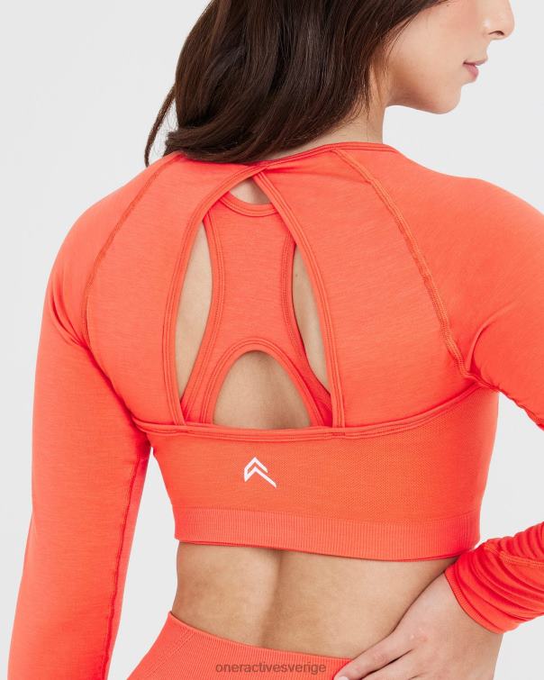 Kläder persikoblomma 4B046457 enkel sömlös långärmad crop top Oner Active