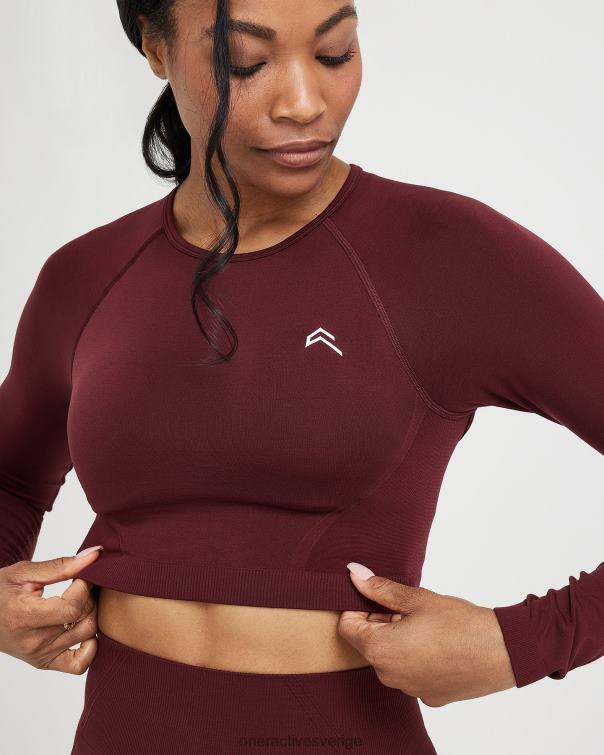 Kläder rosenträ 4B046475 enkel sömlös långärmad crop top Oner Active