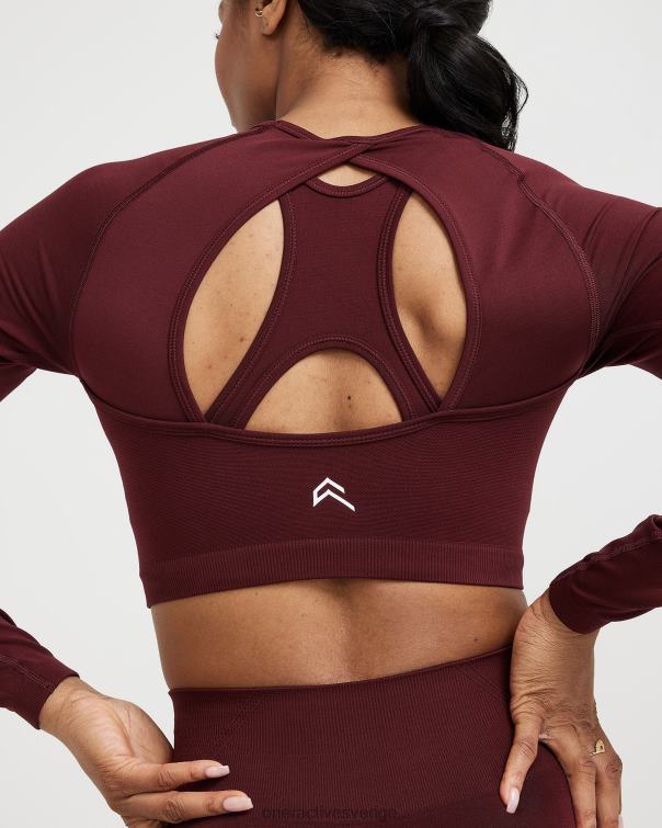 Kläder rosenträ 4B046475 enkel sömlös långärmad crop top Oner Active