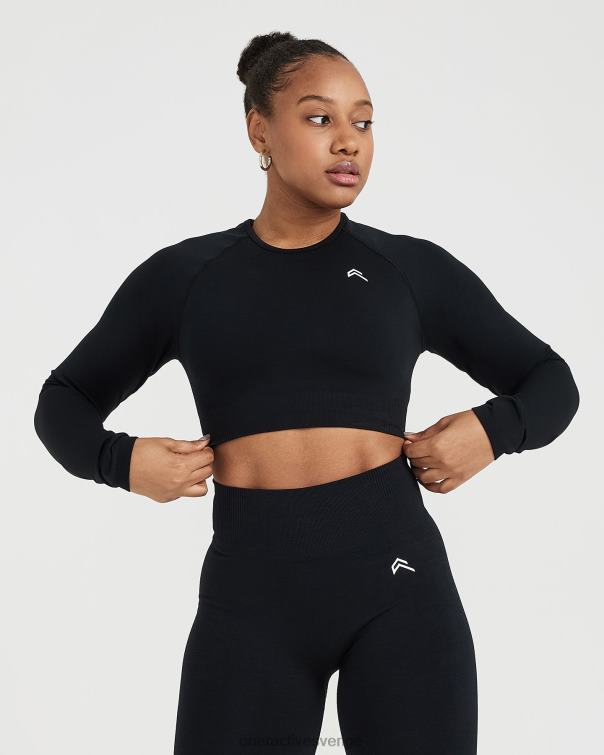 Kläder svart märgel 4B046479 klassisk sömlös 2.0 långärmad crop top Oner Active
