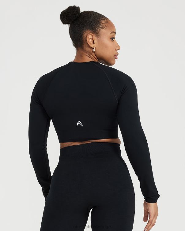 Kläder svart märgel 4B046479 klassisk sömlös 2.0 långärmad crop top Oner Active