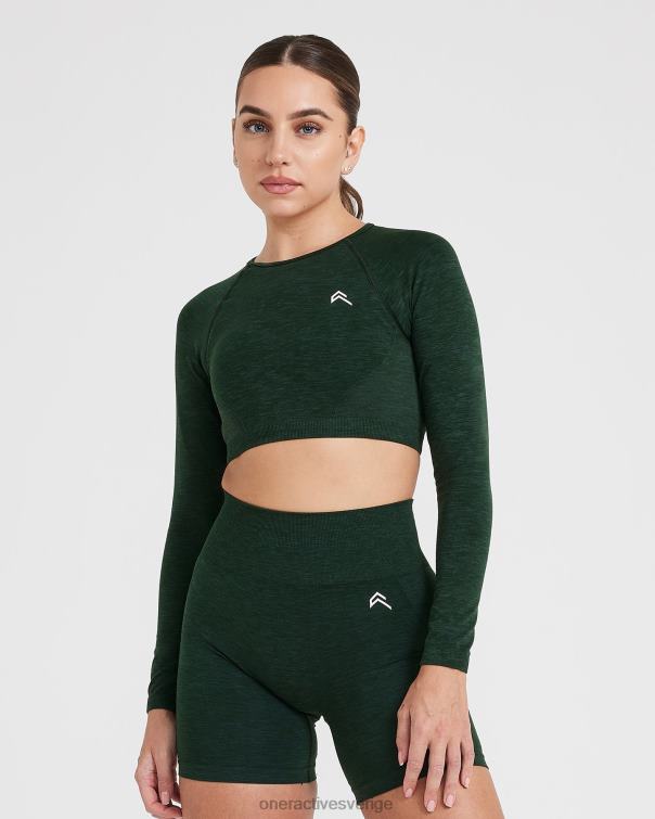 Kläder vintergröna 4B046492 enkel sömlös långärmad crop top Oner Active