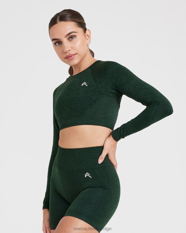 Kläder vintergröna 4B046492 enkel sömlös långärmad crop top Oner Active