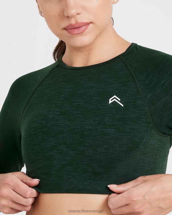 Kläder vintergröna 4B046492 enkel sömlös långärmad crop top Oner Active