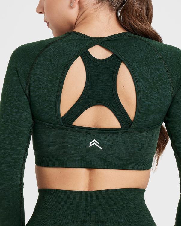 Kläder vintergröna 4B046492 enkel sömlös långärmad crop top Oner Active