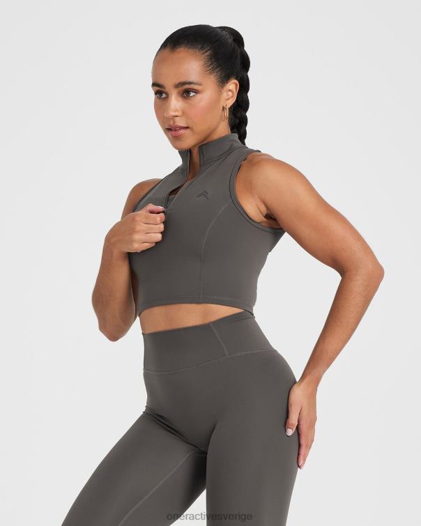 Kläder djup taupe 4B046527 tidlös halv zip crop tank Oner Active