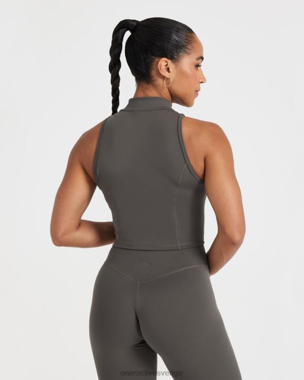Kläder djup taupe 4B046527 tidlös halv zip crop tank Oner Active