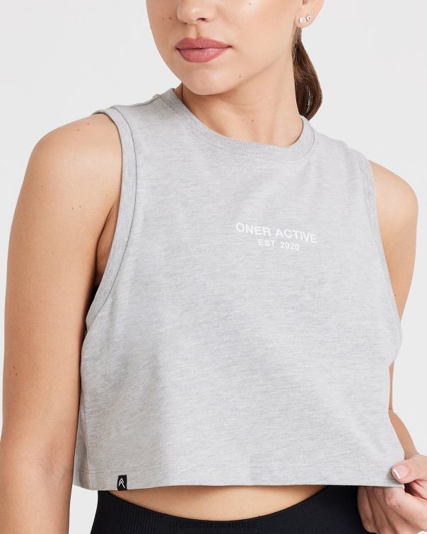 Kläder silver märgel 4B046554 grafisk jersey tank Oner Active