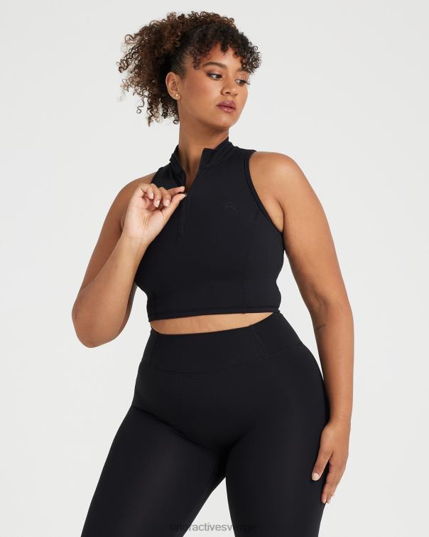 Kläder svart 4B046529 tidlös halv zip crop tank Oner Active