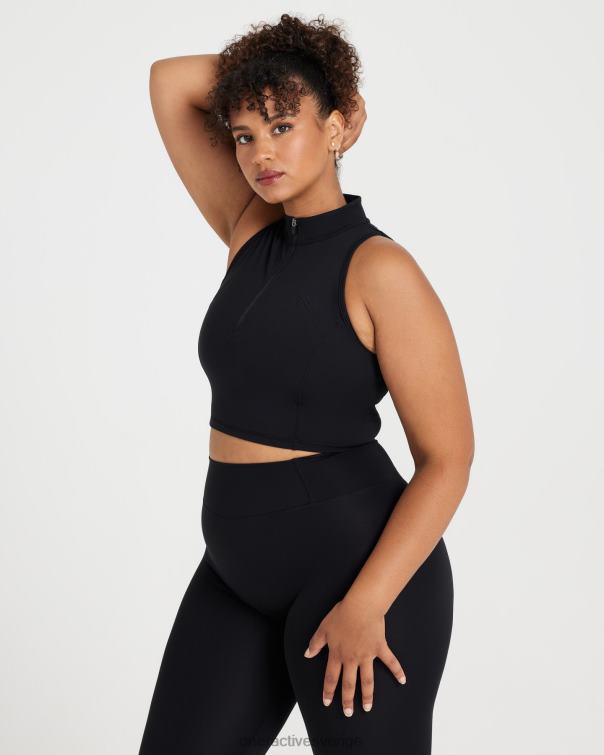 Kläder svart 4B046529 tidlös halv zip crop tank Oner Active
