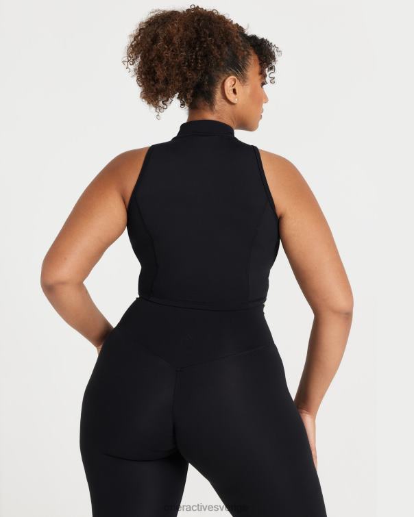 Kläder svart 4B046529 tidlös halv zip crop tank Oner Active